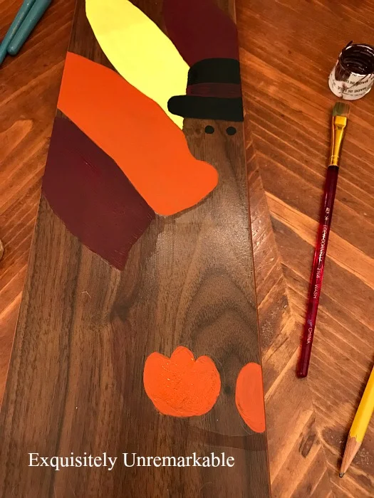 Wooden Turkey Sign DIY adding face details