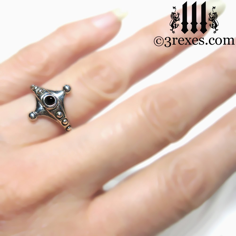 Imp Silver Fairy Ring Gothic Black Onyx Friendship Ring On Model
