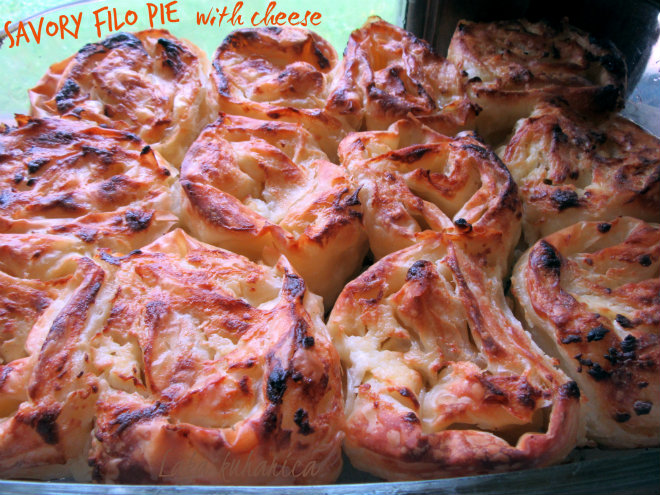 Savory filo pie with cheese by Laka kuharica: airy, fluffy texture makes this savory pie delicious.