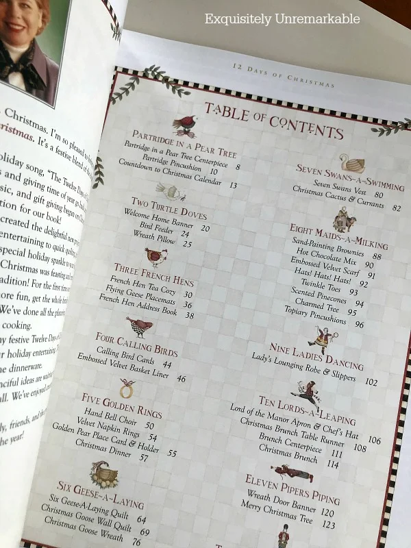 Debbie Mumm 12 Days Of Christmas Table of Contents