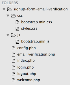 signup form email verification folder structure