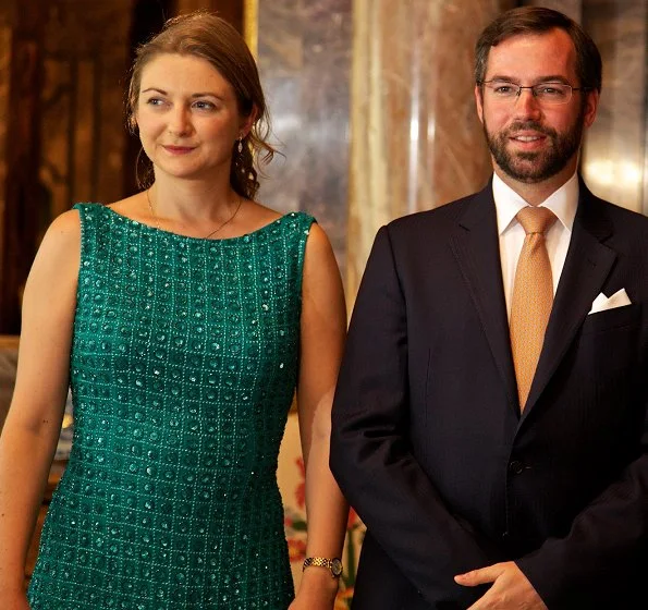 Grand Duke Henri, Duchess Maria Teresa, Prince Guillaume and Duchess Stéphanie hosted a garden party. Princess Stéphanie wore Elie Saab dress