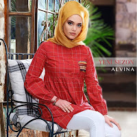 Alvina Kırmızı tunik Alvina Tesettür 2018 İlkbahar Yaz