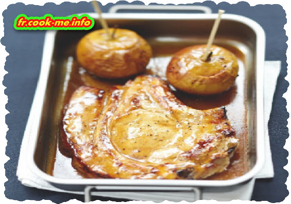 Côte de veau braisée au cidre, pomme d'amour fondante au miel Côte de veau braisée au cidre, pomme d'amour fondante au miel