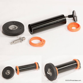 Triopo 28mm Alu-Mg grooved short center column (58mm top - orange rings) parts assembly sequence