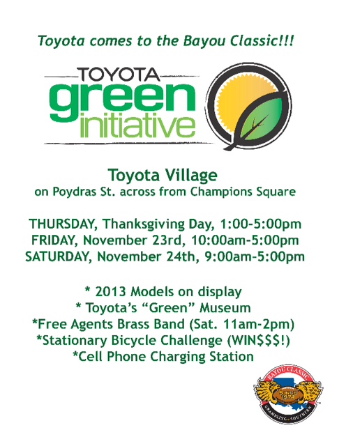 southern university ag center and college of agriculture toyota bayou classic flyer