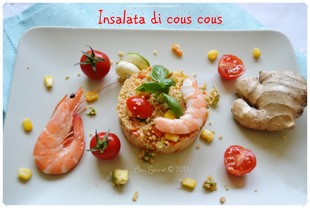 insalata di cous cous con gamberi e verdure