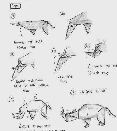 Origami Rhino instructions ~ easy crafts ideas to make
