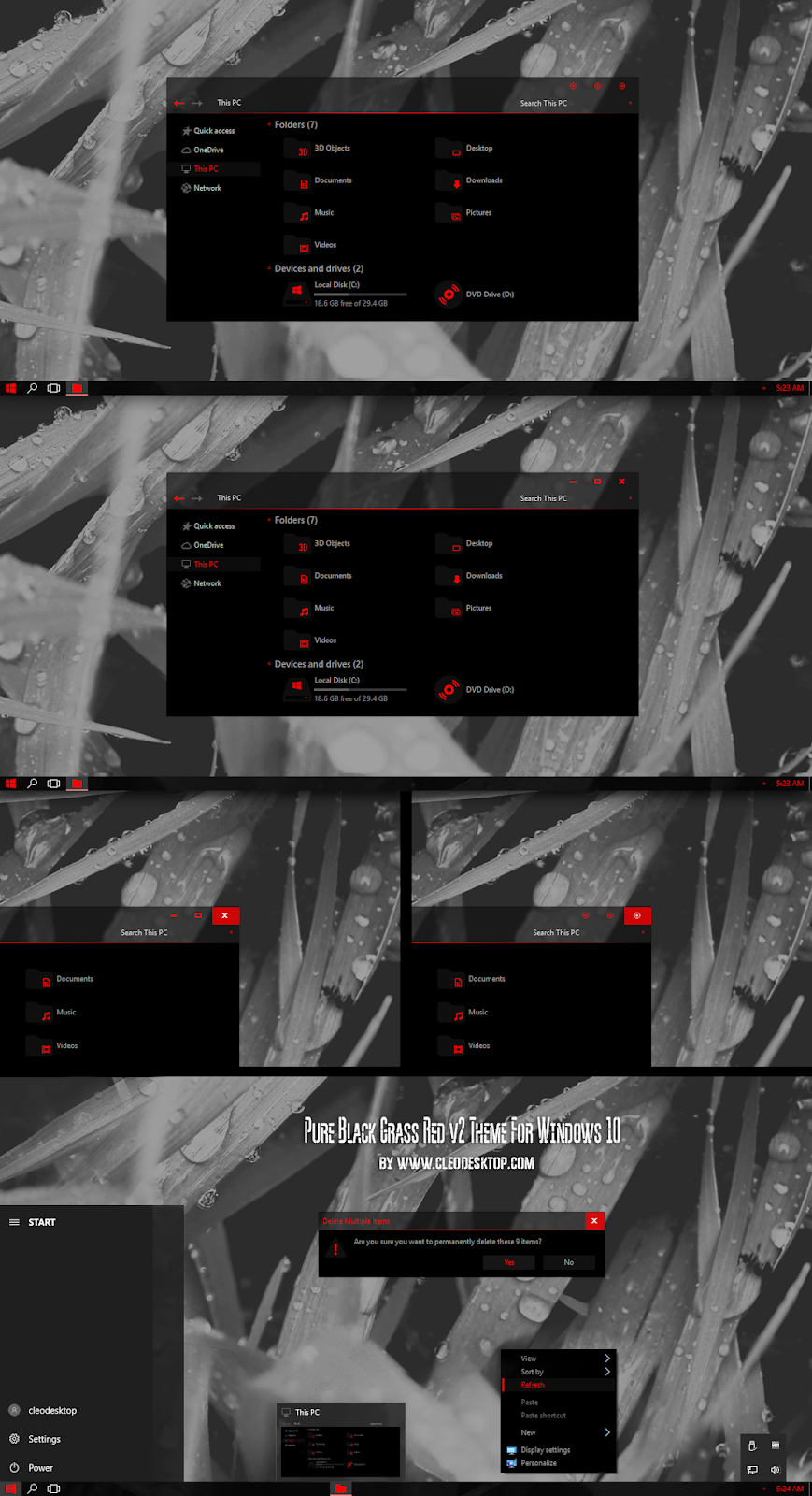 Windows 10 Black Glass Edition Theme Complete Collection