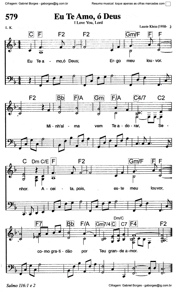 Eu te Amo, ó Deus Hinário Adventista do Sétimo Dia Nr. 579 Perfil JA.