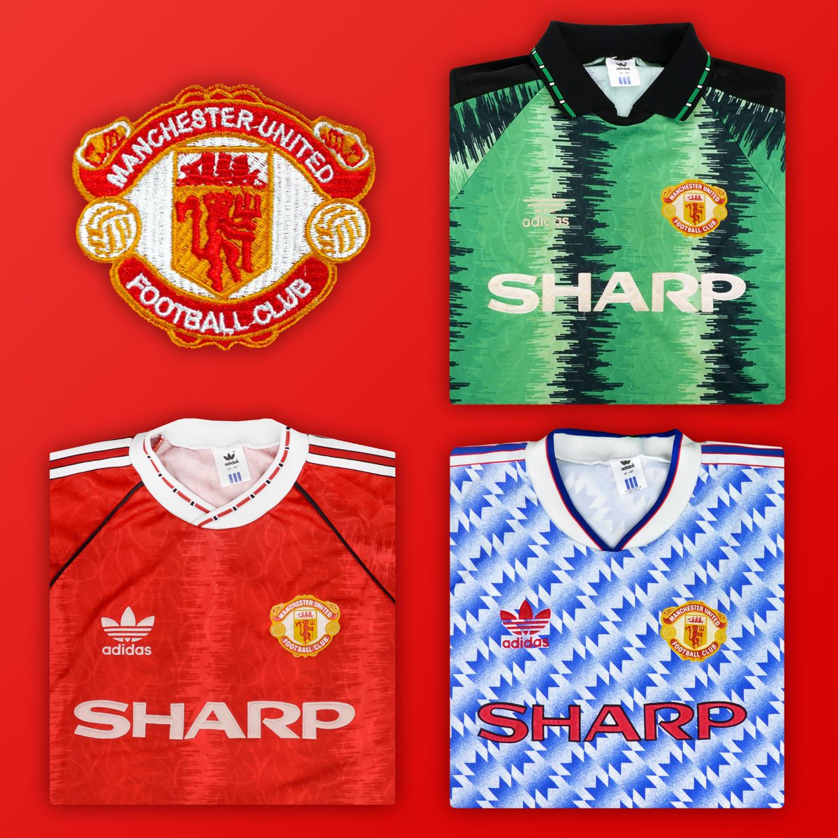 Best Man Utd Kit Set Ever? Adidas Manchester United 1990-92 Home, Away