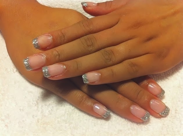 Builder gel overlay with silver glitz gel for French and pink cover gel ...