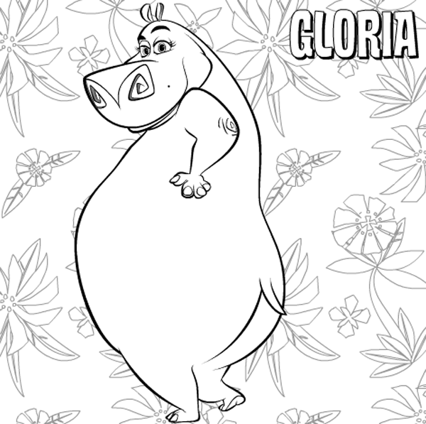 Madagascar Gloria the Hippo Coloring | COLOR AREA