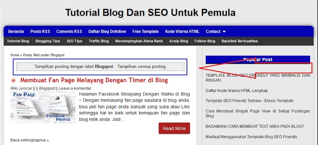 Cara Untuk Menghapus Tulisan Tampilkan Postingan Dengan Label Belajar Seo Juara