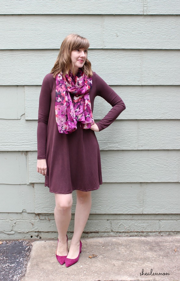 burgundy dress with shades of purple and pink | www.shealennon.com