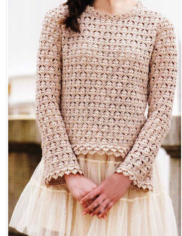 Crochet Knitting Handicraft A lace jumper with a patterned edge is