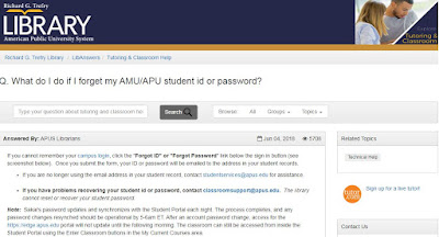 my AMU/APU student id or password