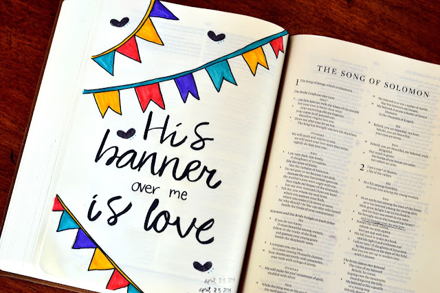 His banner over me is love Bible journal page