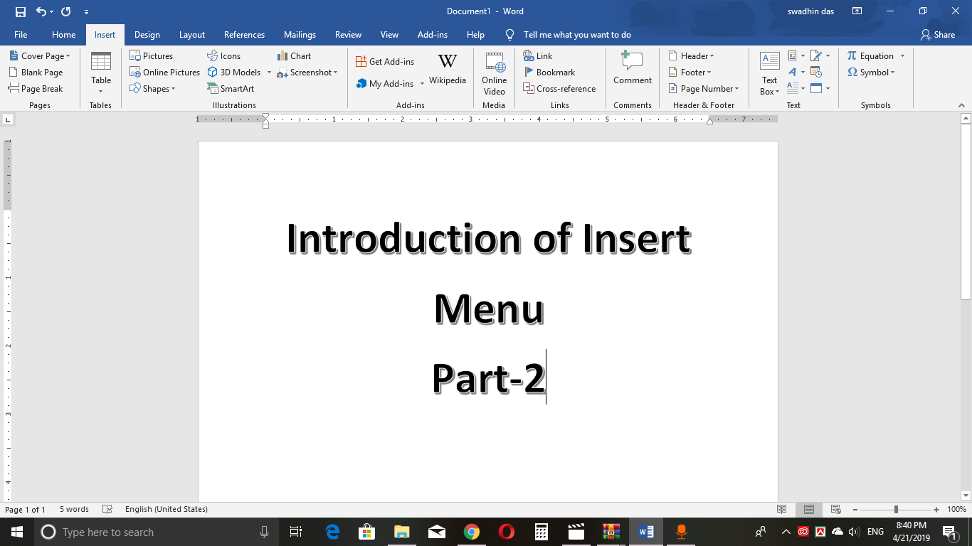 Introduction of Insert menu | MS. Word-tutorial | #rsrajpro