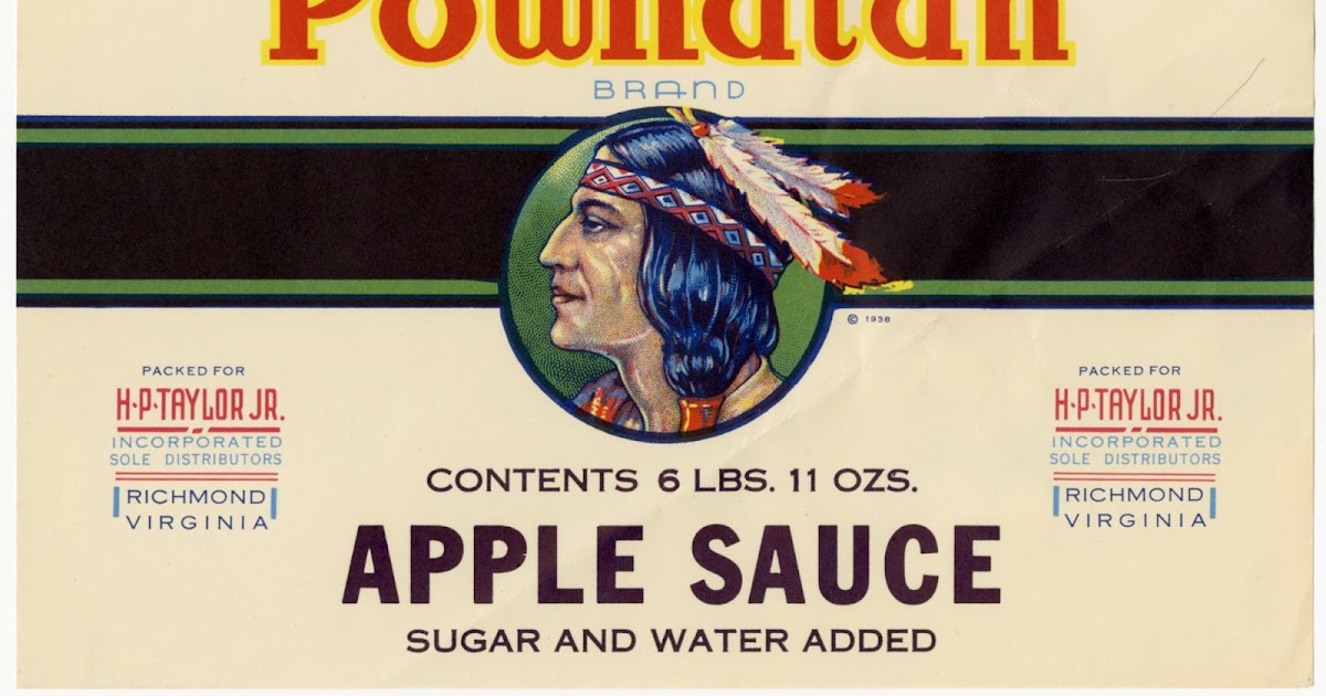 Powhatan Apple Sauce Vintage Can Label H.P Taylor Jr Distributors Richmond,Va. 