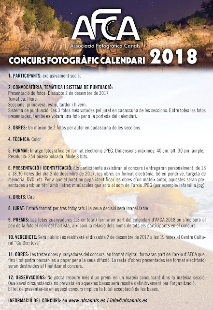 CONCURS FOTOGRÀFIC CALENDARI 2018