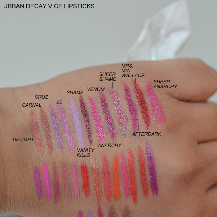 Weekend Ramblings Urban Decay Vice Lipsticks Swatches.