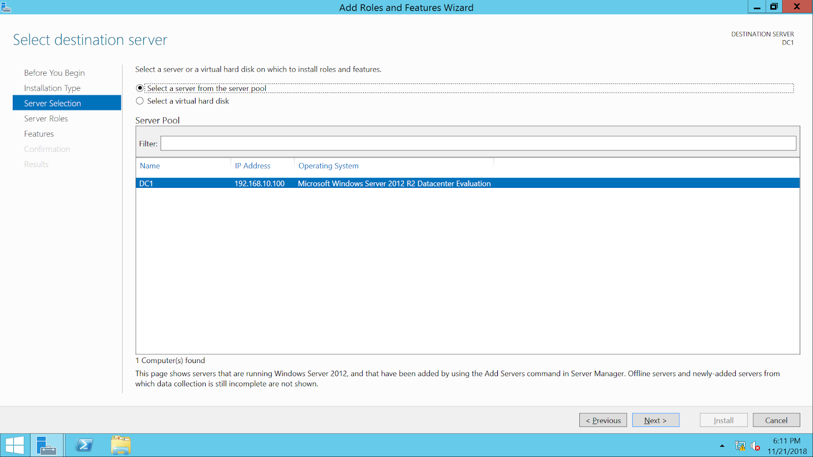 И типы установок Windows Server 2012 r2