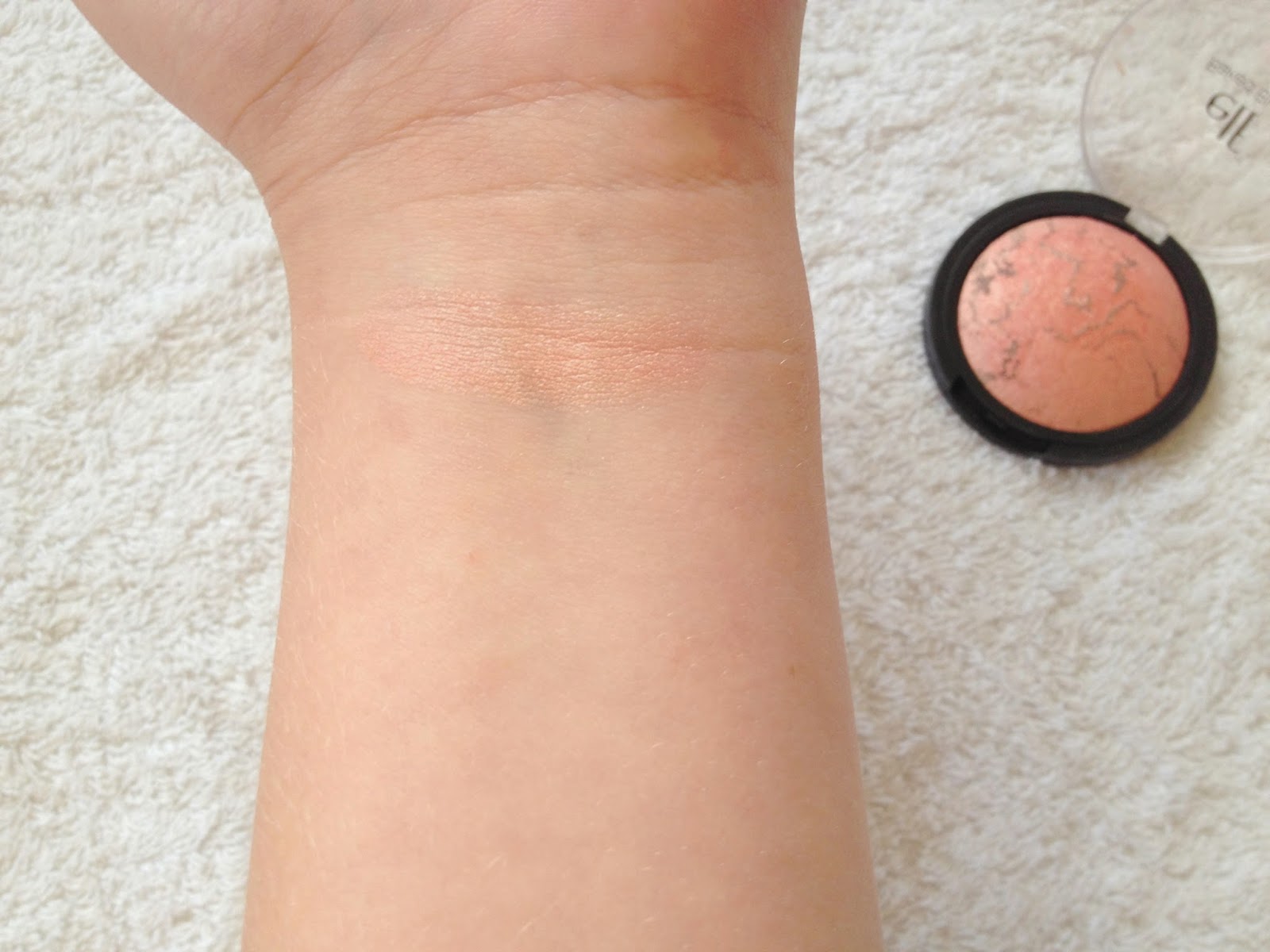 Elf Baked Blush in Peachy Cheeky Swatch