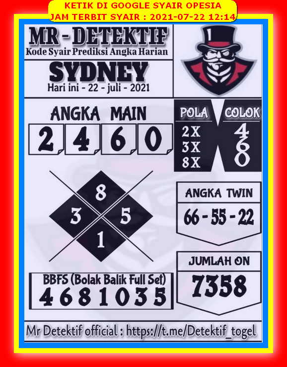 Syair Sdy Hari Ini Kamis 22 Juli 2021 Opesia Official