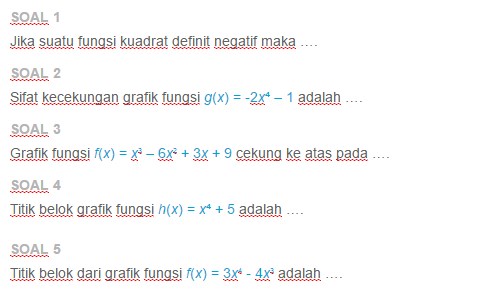 Contoh Soal Kecekungan Fungsi Dan Titik Belok