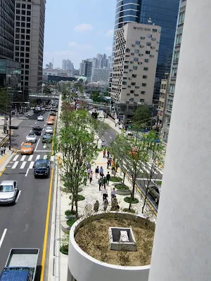 Seoullo Park created from a disused highway overpass in Seoul South Korea