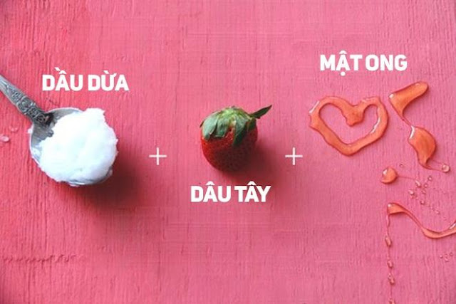 Mặt nạ dâu tây, mật ong, dầu dừa Mặt nạ dâu tây, mật ong, dầu dừa