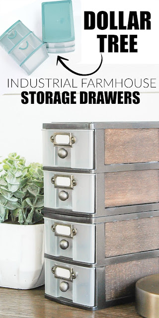 How to give an industrial farmhouse look to Dollar Tree storage