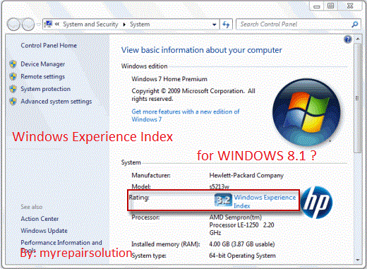 Windows experience index pada windows 7