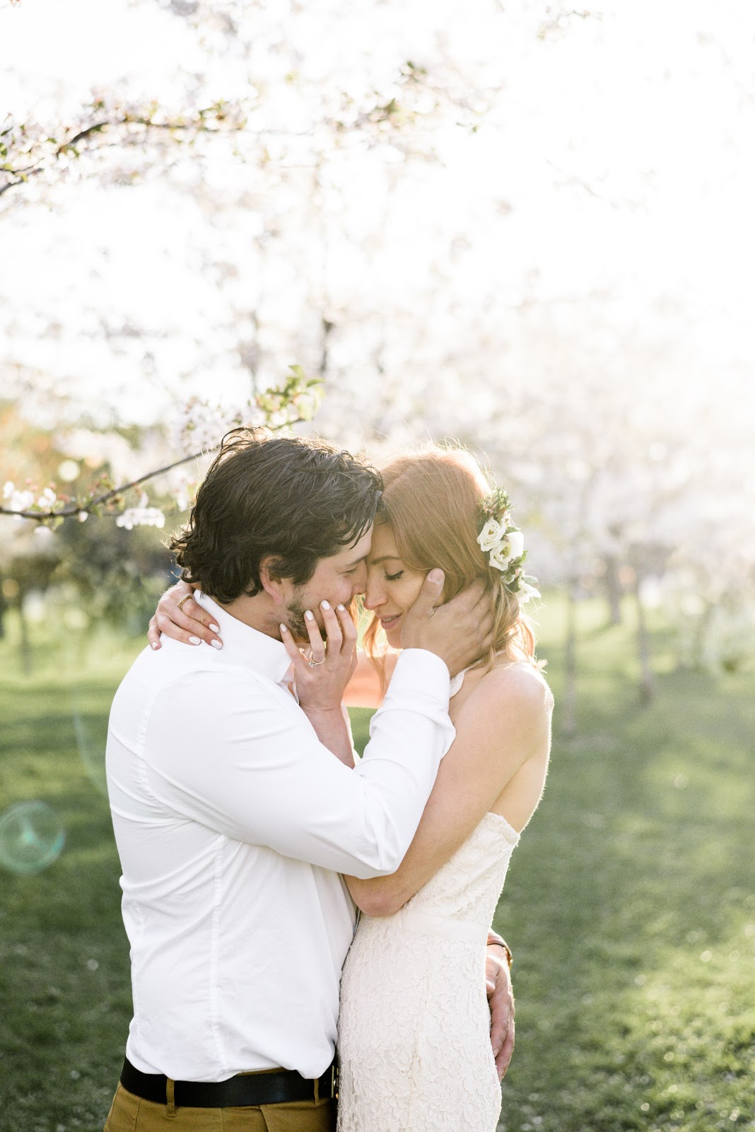 Gabriella and Brandon, Pastels & Pastries engagement, Toronto Engagement Shoot, Trinty Bellwoods Engagement, Cherry Blossom Engagement Shoot, how to plan an engagement shoot, Alix Gould Photography, lace boho wedding dress, wild north florals crown, Honey lace dress