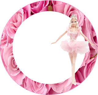 Barbie Princes Ballerina Free Printable Kit with Roses. Barbie Princes Ballerina Toppers or Free Printable Candy Bar Labels.