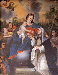 Santa Rosa de Lima, la Virgen María y el Niño Jesús