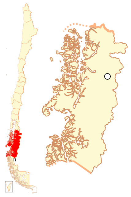 Mapa de localização da Região de Aysén - Chile