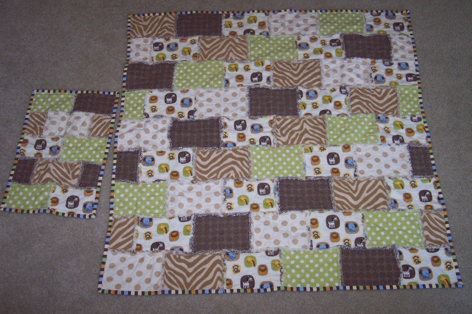 Alisa's Craft Corner Boy's Tattered Blanket in a staggered brick pattern