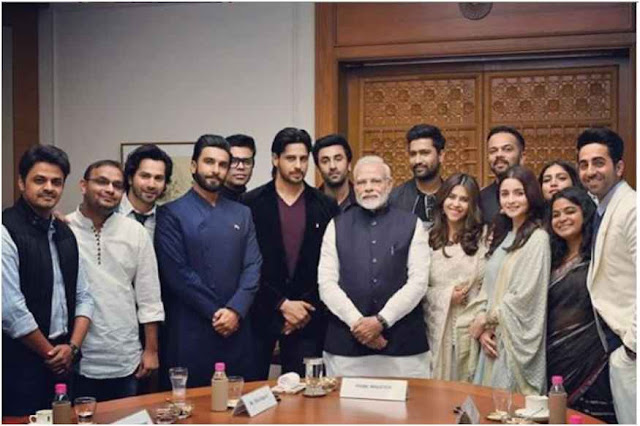  Major Bollywood stars such as Ranveer Singh, Ranbir Kapoor, Alia Bhatt and Varun Dhawan landed in the capital city Thursday for a meeting with Prime Minister Narendra Modi.