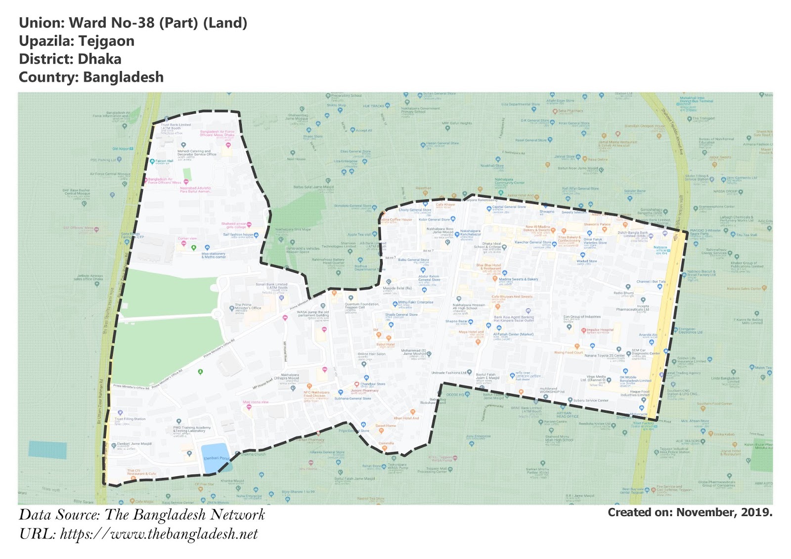 Map of Ward No-38 (Part) of Dhaka, Bangladesh.