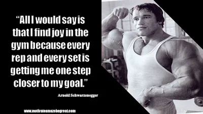 Featured in the article Arnold Schwarzenegger Inspirational Quotes From Motivational Autobiography that include the best motivational quotes from Arnold: “All I would say is that I find joy in the gym because every rep and every set is getting me one step closer to my goal.” 