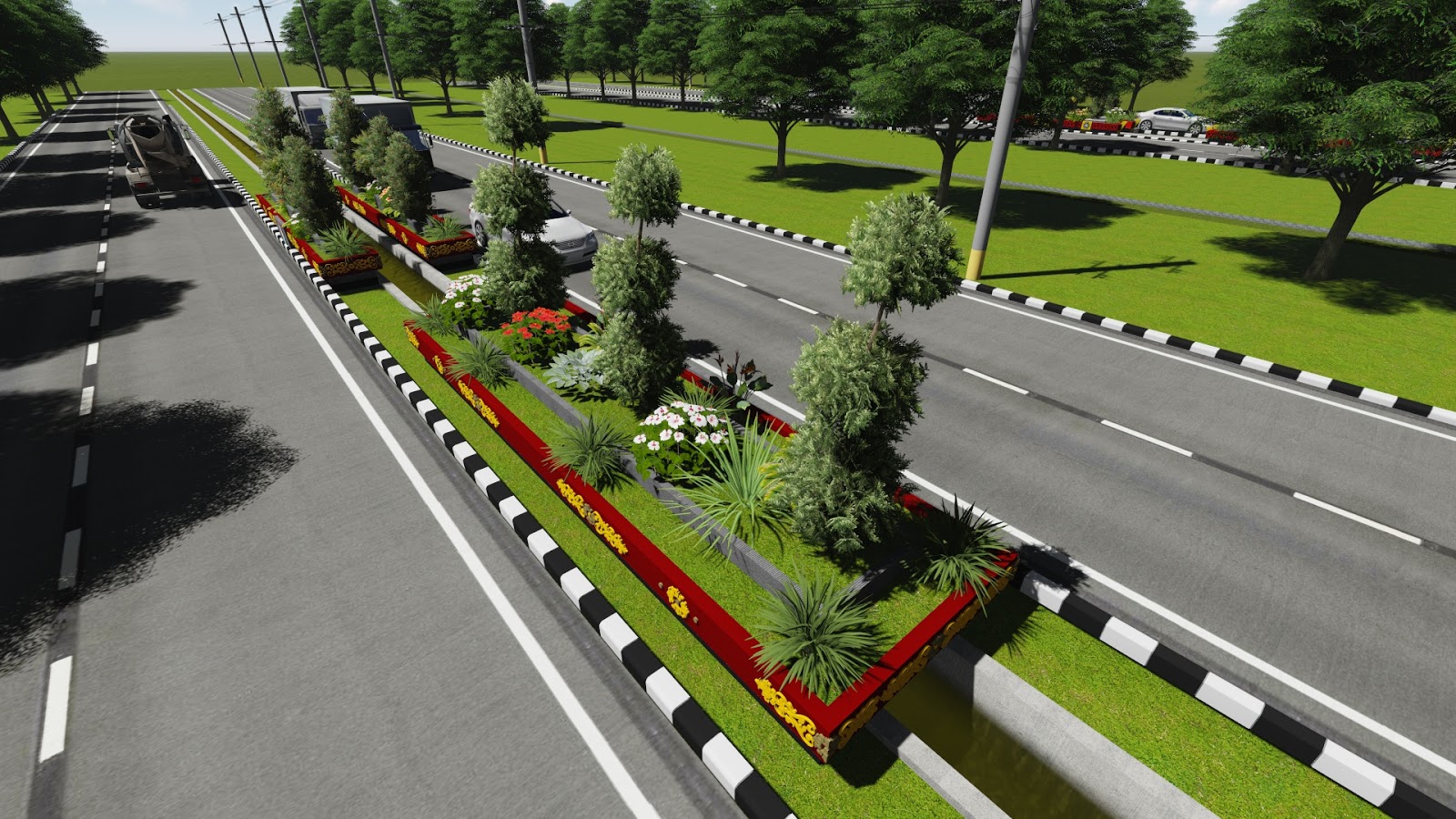 DESAIN POT BUNGA JALAN SOEKARNO HATTA KUBURAYA - fajar ismunanto