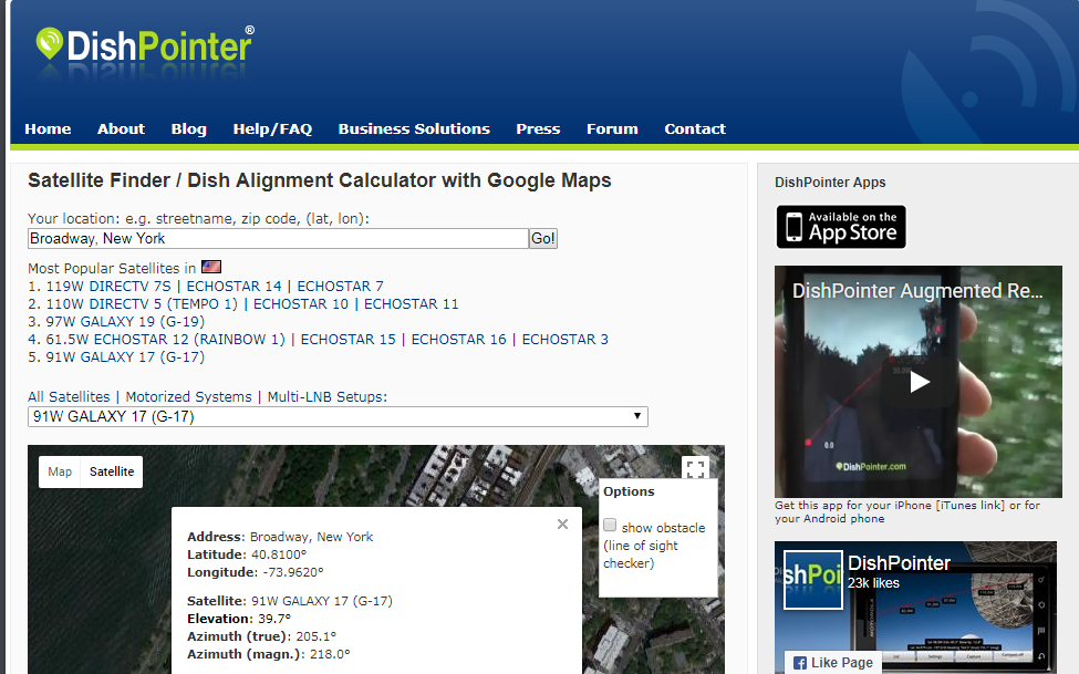 Measure The Azimuth & Elevation Angles For Satelite Dish Sat Guru