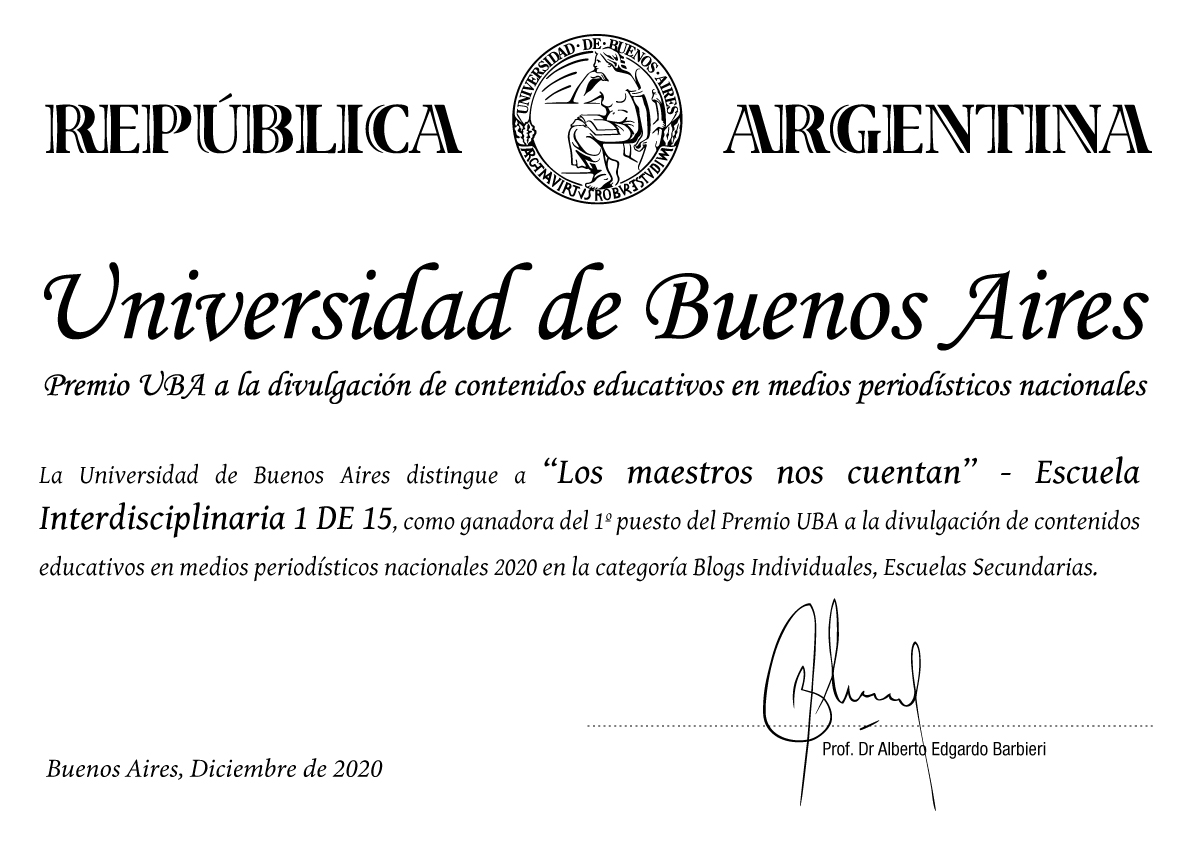 PREMIO UBA 2020 A LA DIVULGACIÓN DE CONTENIDOS EDUCATIVOS EN MEDIOS PERIODISTICOS NACIONALES