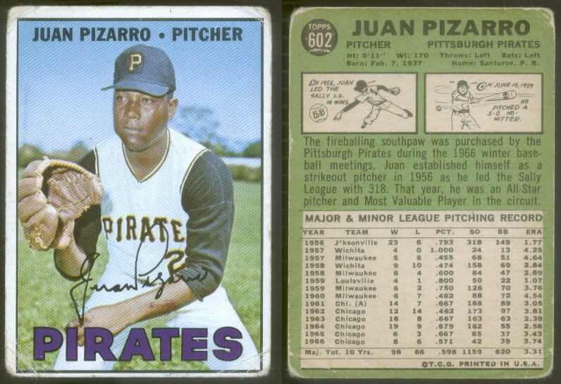 Juan Pizarro 1967 baseball card