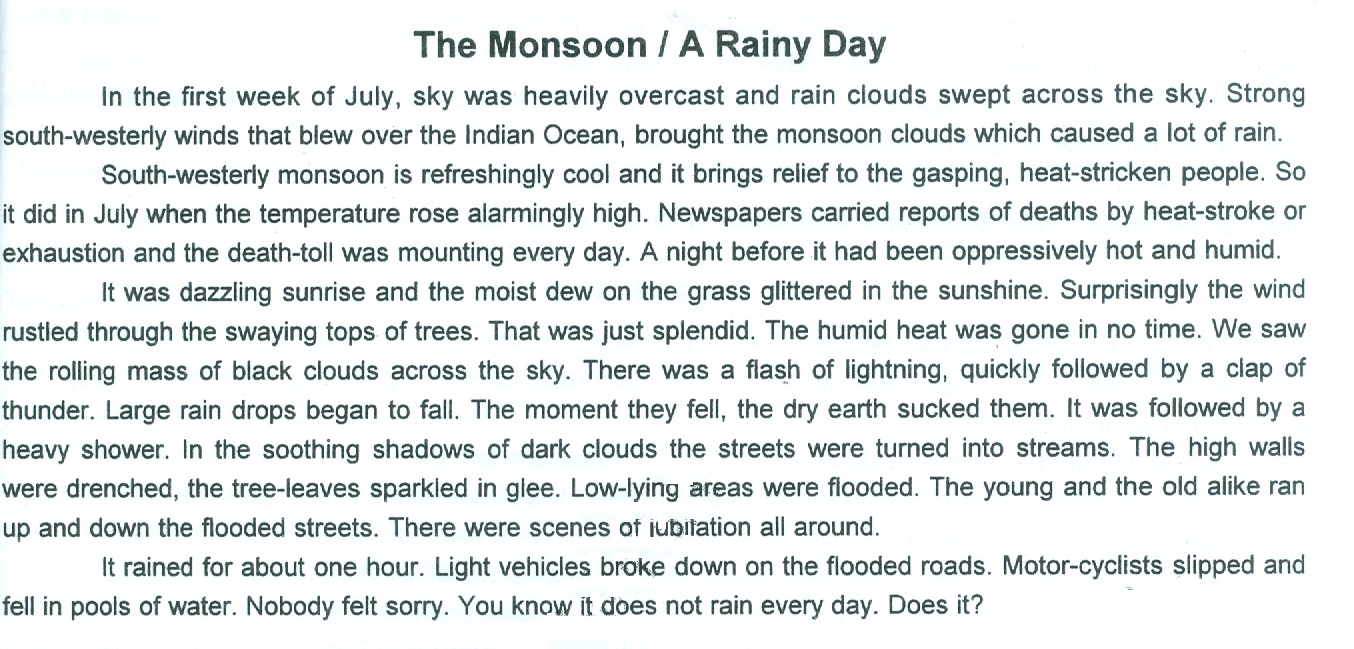 Essay on rain for me