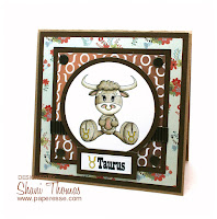 Taurus birthday card featuring Digital Delights stamp, sentiment and paper, by Paperesse.
