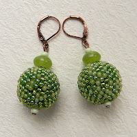 beadwork beaded beads peyote beadweaving seed bead earrings spring green