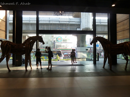 Statue of wooden horses in Siam Center, Bangkok